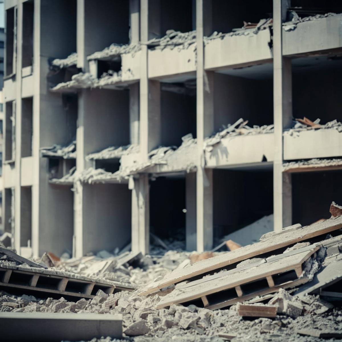 cinematic film still of  <lora:cinematic explosion style:1.5>a building that has been torn down and is being demolished cinematic explosion style, shallow depth of field, vignette, highly detailed, high budget, bokeh, cinemascope, moody, epic, gorgeous, film grain, grainy