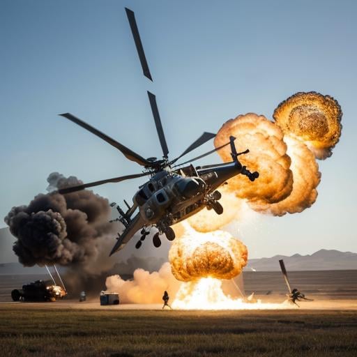 UHD, 4k, ultra detailed, cinematic, a photograph of  <lora:cinematic explosion style 1.5:1.2>a group of military helicopters flying through the air cinematic explosion style, epic, beautiful lighting, inpsiring