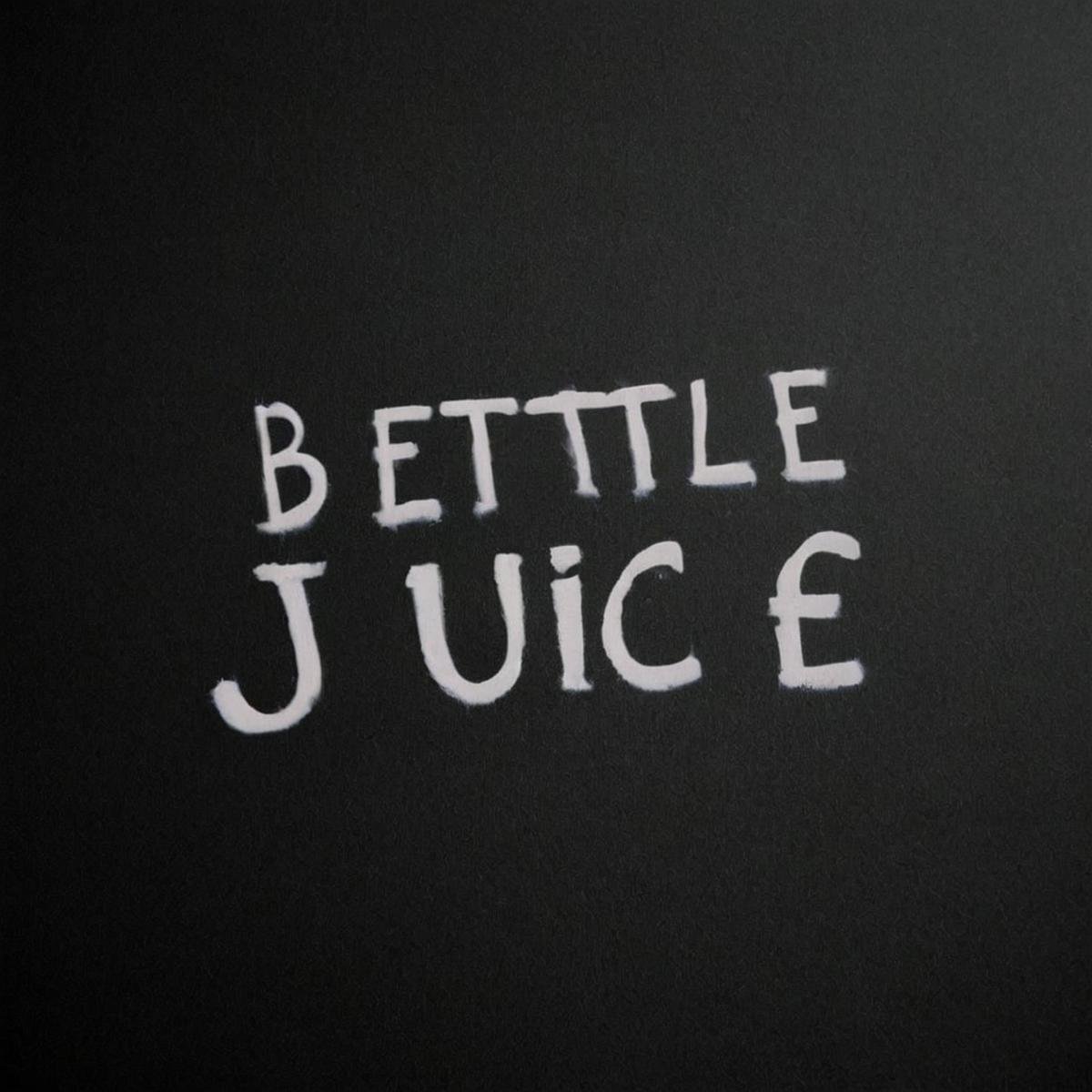 <lora:add-detail-xl:0.1>1<lora:detailed:0.3> realism<lora:perfection style:0.2> perfect<lora:eyetune:0.6><lora:xl_more_art-full_v1:0.1><lora:Ron Fricke style:0.3><lora:Unreal Engine style:0.3><lora:TeethXL:0.3><lora:Chiaroscuro Lighting Style:0.3> Chiaroscuro Lighting Style <lora:perfect text title style:1>A perfect text title of a sign that says "bettle juice" on it, movie themed, sharp, detailed, epic cinematic image, artistic style, creative style, perfection, cinematic style, detailed text style, Kodak, 35 mm film style, widescreen, cinematography technique style, Hollywood movie title style, perfect text title style, simple background, monochrome, greyscale, english text, no humans, parody, black background, skull