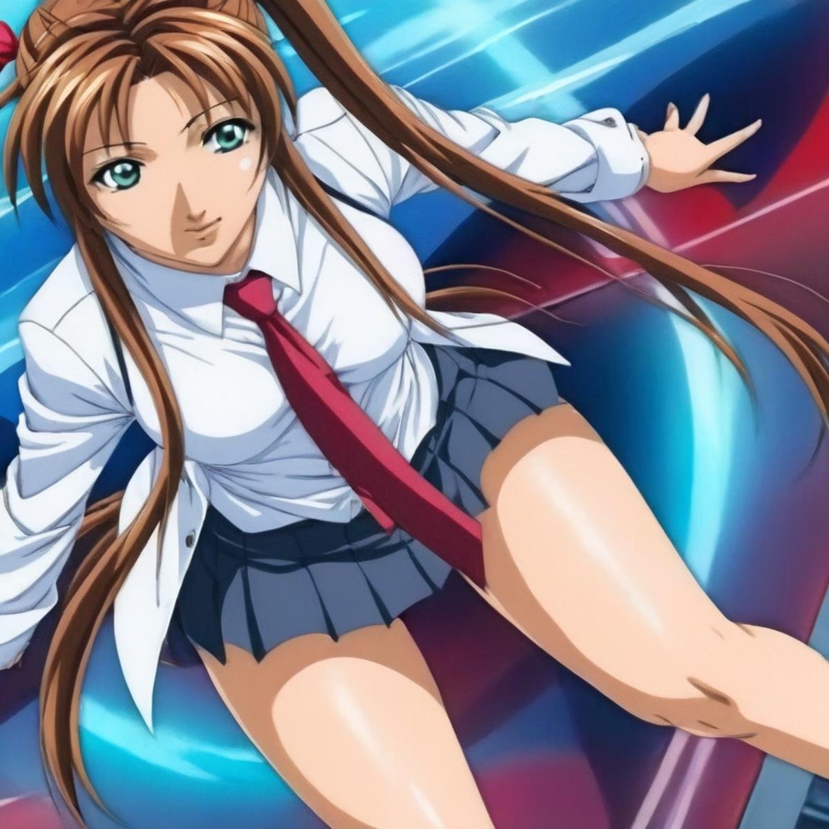 anime artwork of  <lora:Kurumi Imari:1.5>Kurumi Imari a full shot of a woman in a short skirt and a tie Anime Manga Girl, anime style, key visual, vibrant, studio anime,  highly detailed