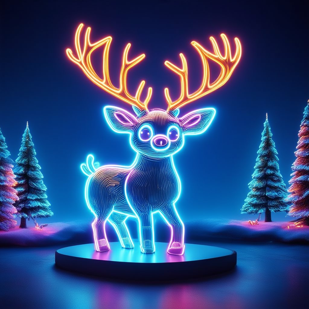 a neonlight reindeer