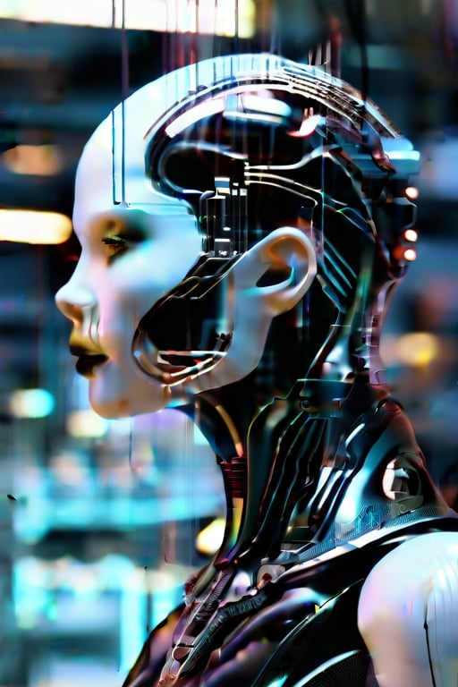 complex 3d render ultra detailed of a beautiful porcelain profile woman android face, cyborg, robotic parts, 150 mm, beautiful studio soft light, rim light, vibrant details, luxurious cyberpunk, lace, hyperrealistic, anatomical, facial muscles, cable electric wires, microchip, elegant, beautiful background, octane render, H.R. Giger style, 8k,
