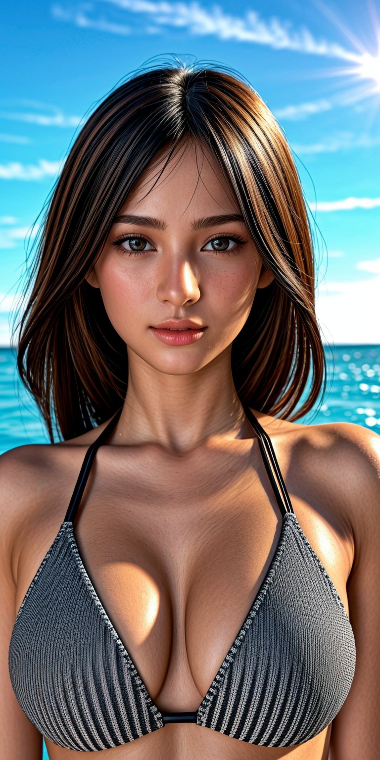 (((dating-pov)))-of-1girl, irresistible-bishoujo, mix-of-hair-styles, bangs, (blush:0.6), (goosebumps:0.5), The Fishnet Swimwear: Rocking swimwear made of fishnet material, adding a touch of edginess and sexiness to the beach or poolside, soft-bounced-lighting, subsurface scattering, rule-of-thirds, (((physically-realistic, Hyper Realistic))),,<lora:659111690174031528:1.0>