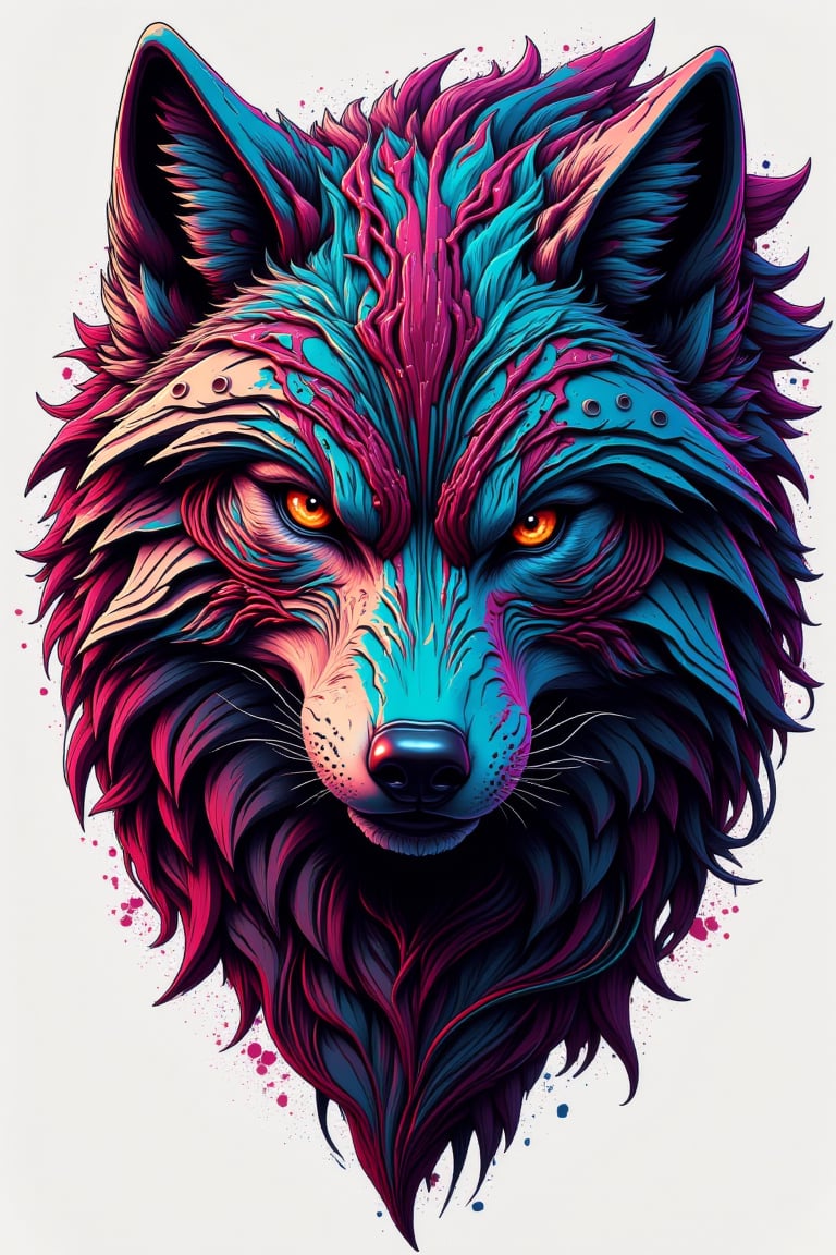 fluxtration,vector art, wolf, mechanical,cyborg, wires