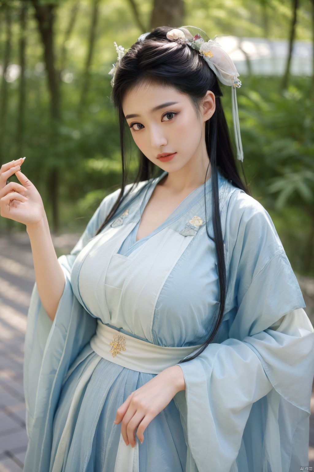 Best quality,masterpiece,Surrealist beauty photo, hanfu,(big breasts:1.59), Yunxiao_Fairy,1girl,Xhulianxin,full moon,