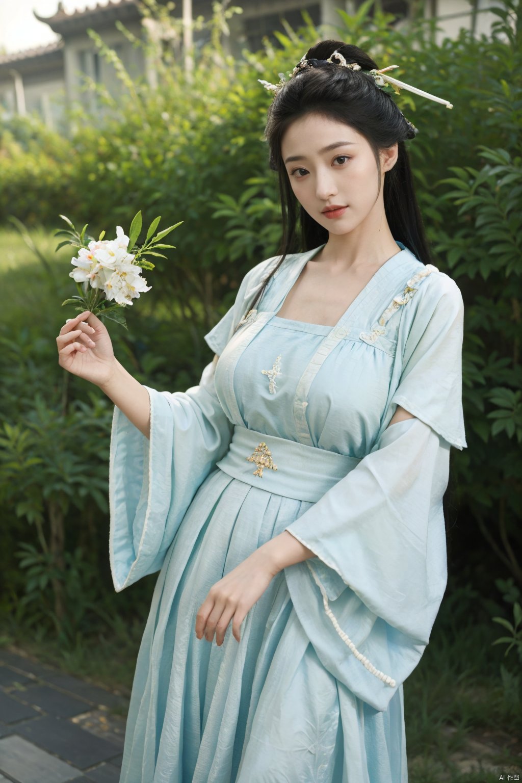 Best quality,masterpiece,Surrealist beauty photo, hanfu,(big breasts:1.39), Yunxiao_Fairy,1girl,Xhulianxin,full moon,