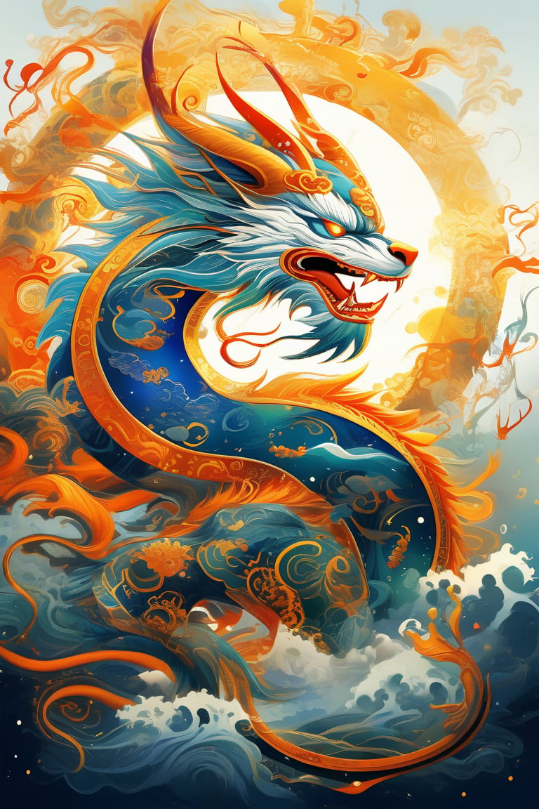 Chinese mythology, mythical beasts, Taotie, huge image, light and dark contrast, high-definition picture quality, perfect details, 8k, two-dimensional animation style, high-definition animation visual effects,enamel color