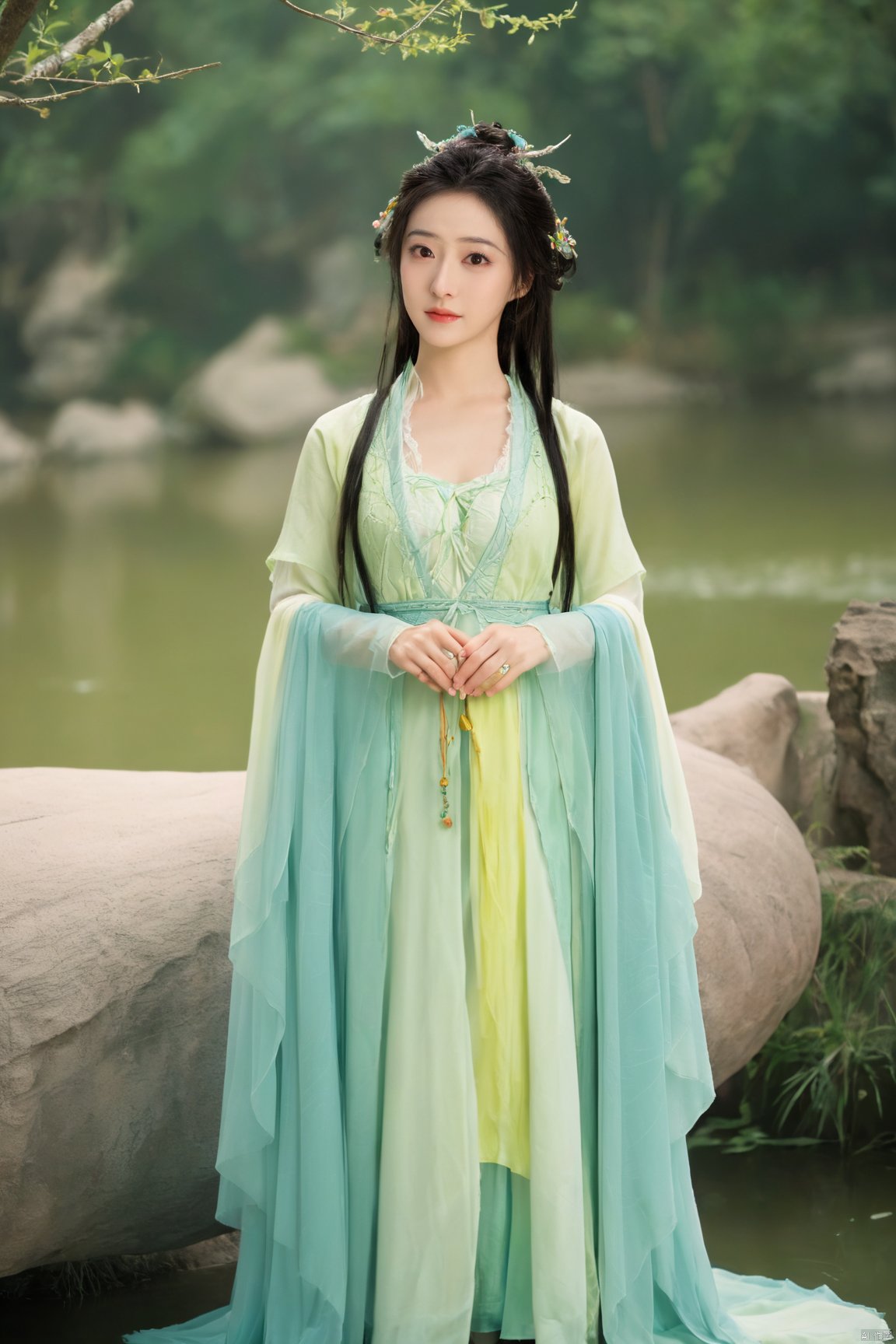 Best quality,masterpiece,Surrealist beauty photo, hanfu,Xtianxiwei,(big breasts:1.29), Yunxiao_Fairy,1girl,Xhulianxin