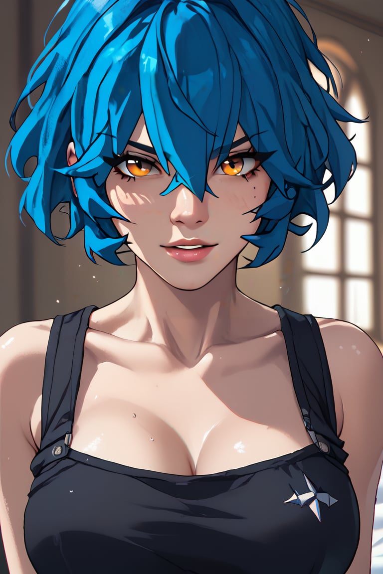 score_9, score_8_up, score_7_up,ad4_3ss3nc3, blue hair, orange eyes