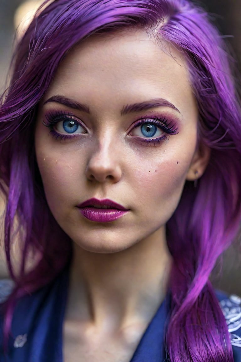 portrait, close up of a Eye-catching Empire (instagram girl:1.1) , she is from the Postwar Era, Cardinal, her hair is Colored, lower class Violet, Magenta and Indigo Spider Tail, ultrafine detailed, Astropunk, Sun Rays, One Color, atmosphere, beautiful, highly intricate, ambient, aesthetic, beautiful detailed, dramatic,,<lora:659095807385103906:1.0>