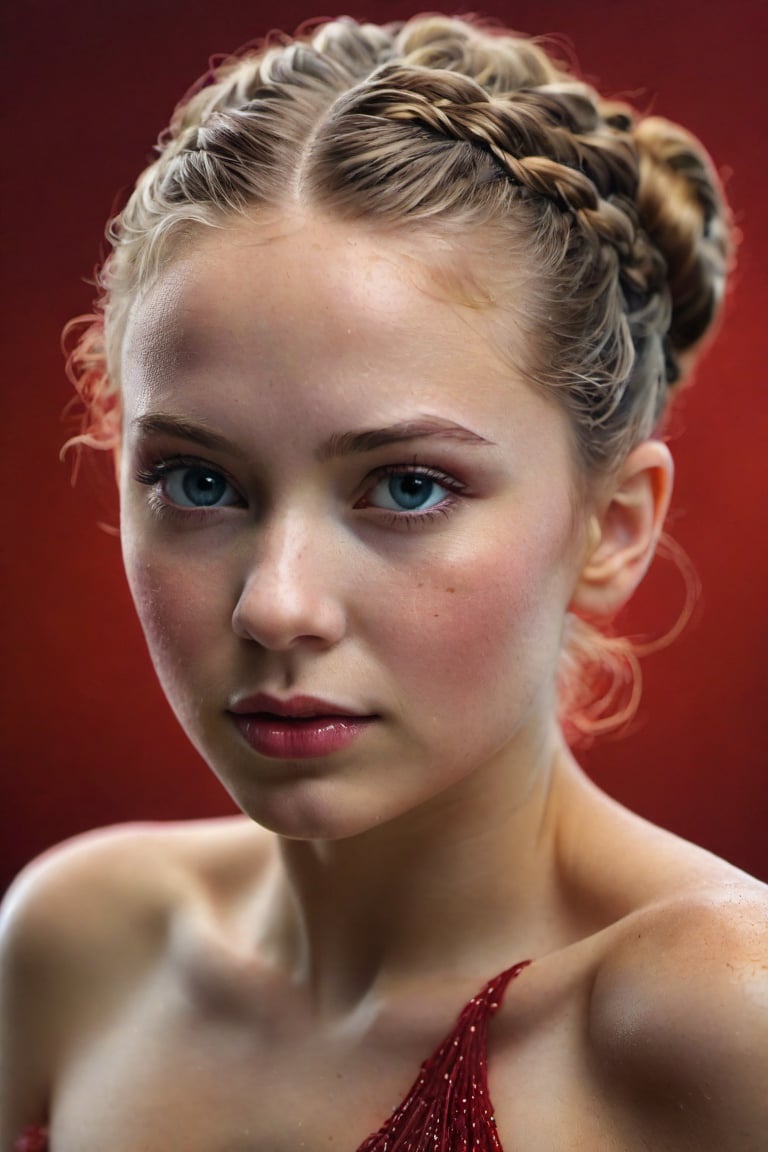 cinematic photo (by Zena Holloway:1.0) , portrait, close up of a (Girl:1.1) , she is feeling smug, majestic, Braided bun hair, detailed Crimson background, Underwater photography, ethereal imagery, surreal compositions, exploration of the aquatic world, abstract, magic atmosphere, dynamic composition, highly detail, badge, highly detailed, highly complex, advanced cinematic perfect light . 35mm photograph, film, bokeh, professional, 4k, highly detailed,<lora:659095807385103906:1.0>