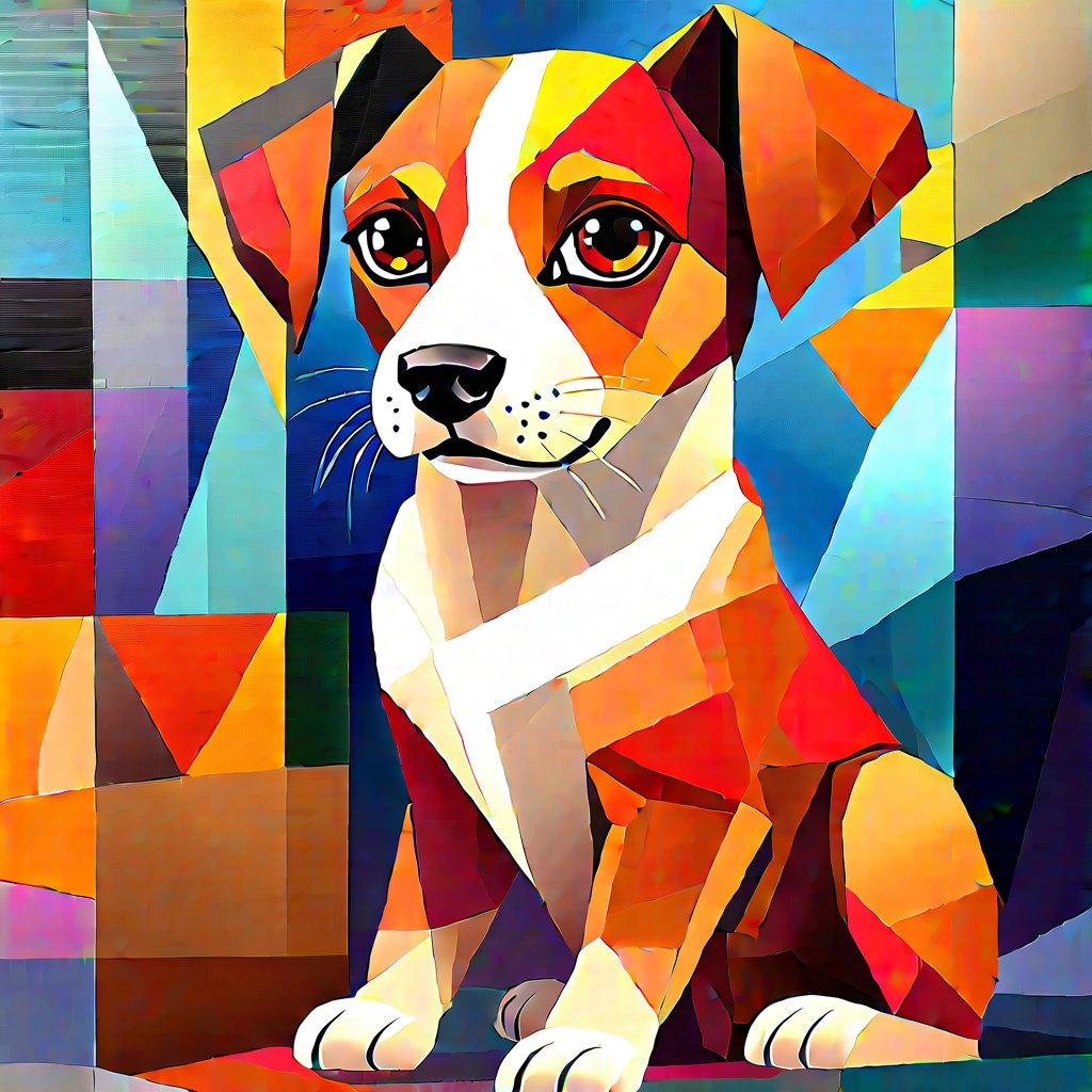 Cubism style, cute pet, full body