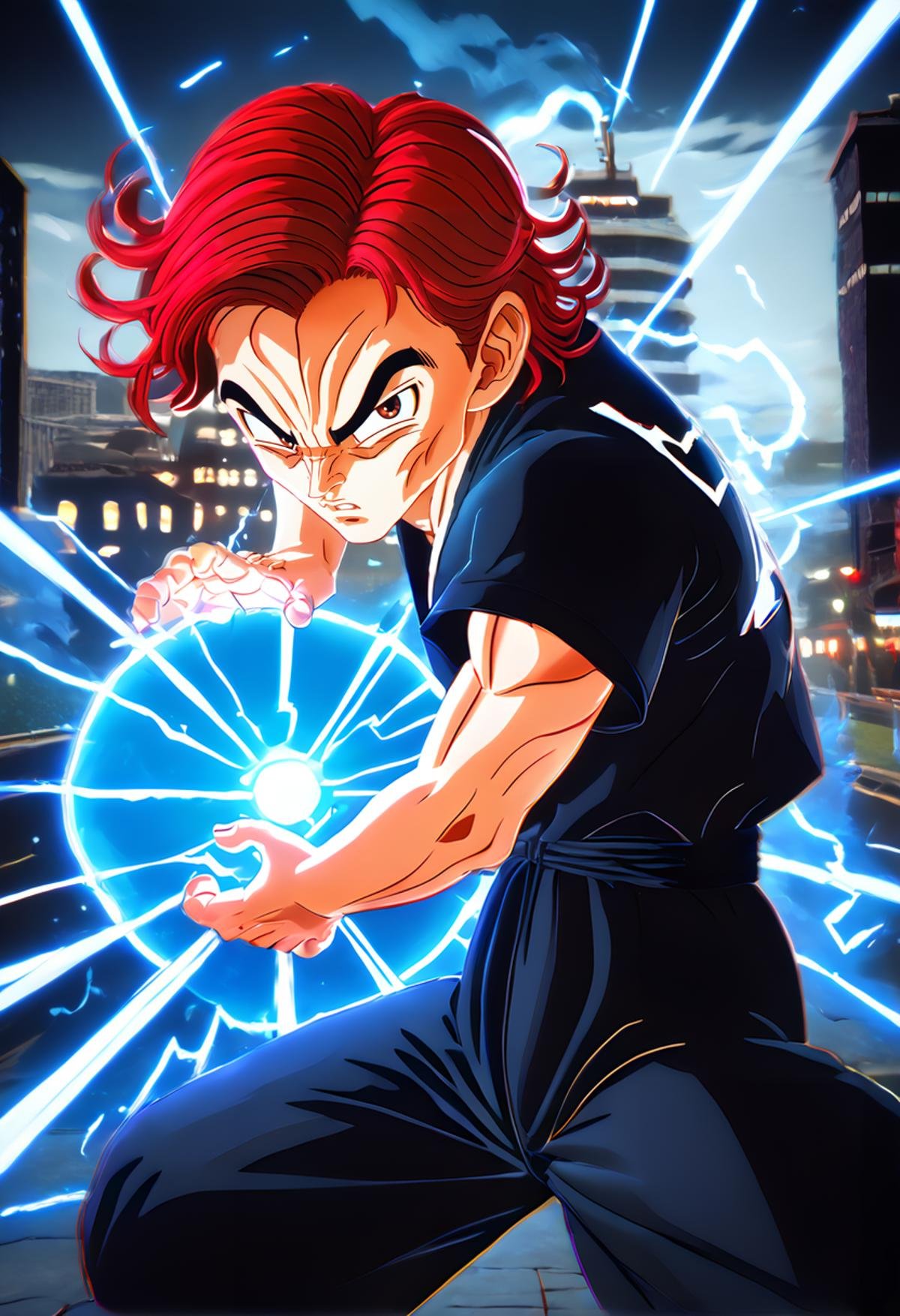 score_9, score_8_up, score_8, city,  <lora:Sparking_Zero_Style_for_PonyXL:0.8> sp4rk1ngz3r0, chromatic aberration, detailed background,  <lora:kamehameha charge stance:0.8> energy ball, kamehameha charge stancea <lora:Char-YujiroHanma-pony:0.8> yujiro_hanma, 1boy, male focus, solo