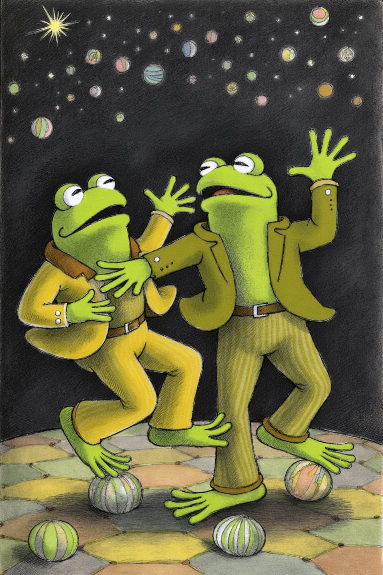 Frog and Toad dancing in a disco