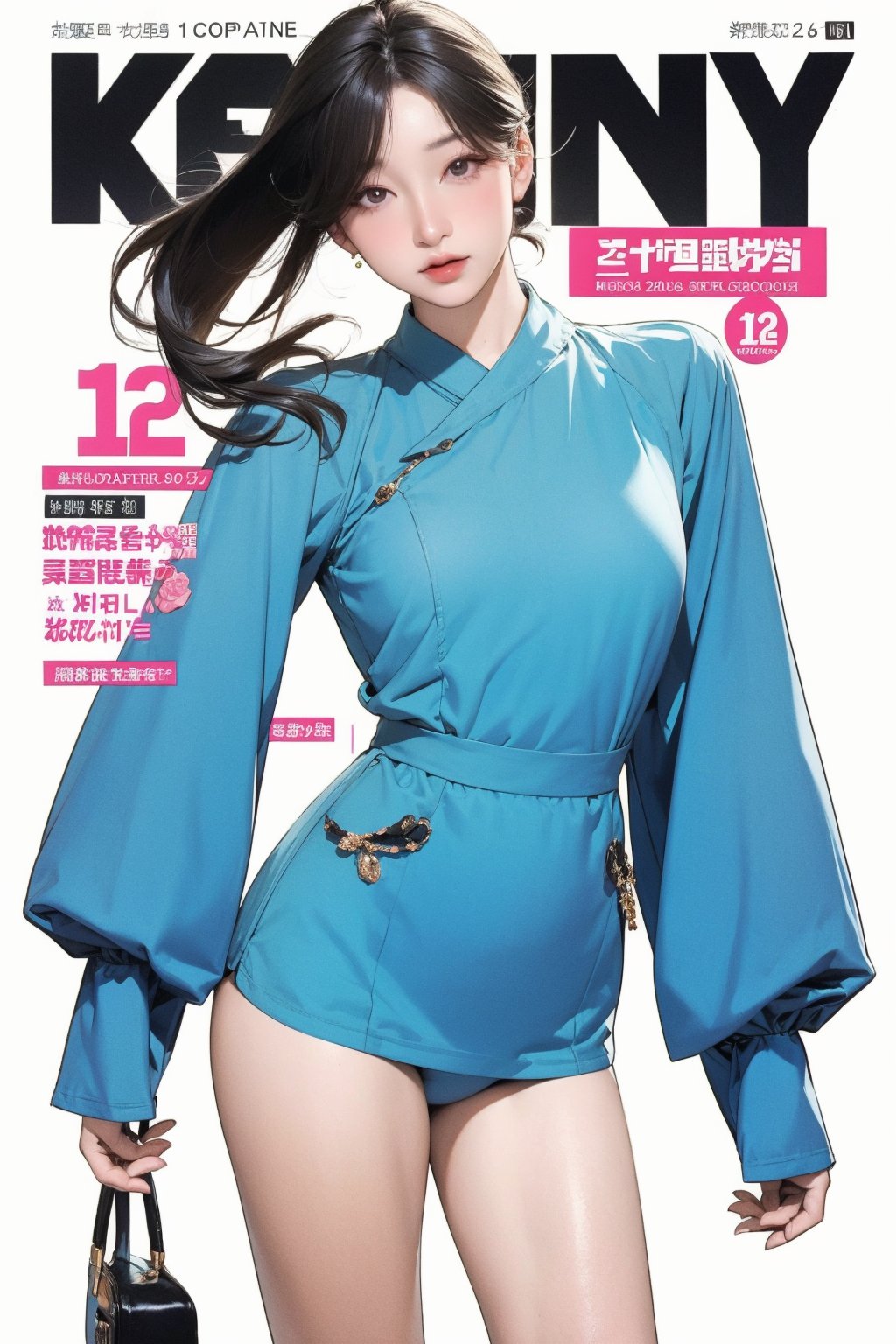 1girl, thigh up body, looking at viewer, styled clothes, sharp focus, magazine cover, coloful background, 2D artstyle, outline, 

chimai,hine,hakil,yuong01,johyun,sim,haohaoulz,kn,htt,minatw