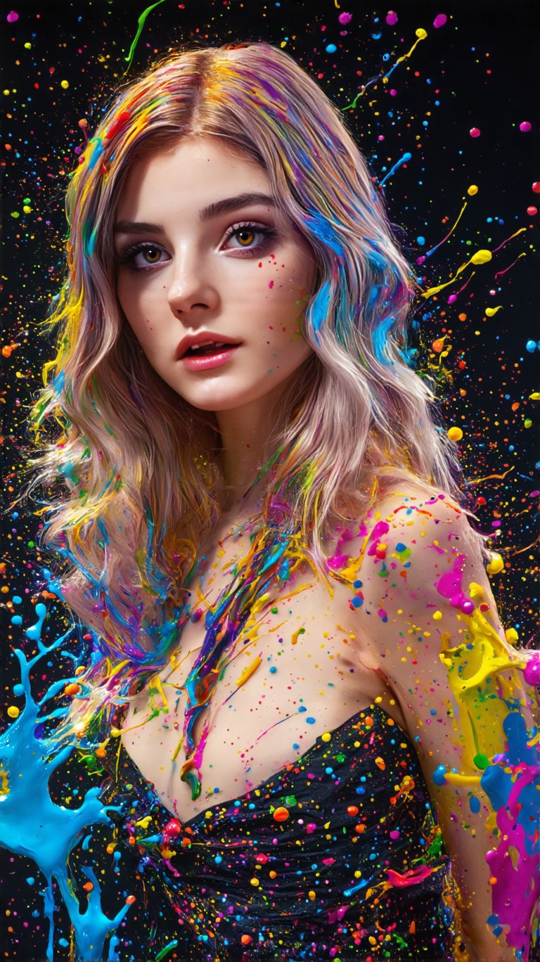 masterpiece, best quality, (extremely detailed CG unity 8k wallpaper, masterpiece, best quality, ultra-detailed, best shadow), (detailed background), (beautiful detailed face, beautiful detailed eyes), High contrast, (best illumination, an extremely delicate and beautiful),1girl,((colourful paint splashes on transparent background, dulux,)), ((caustic)), dynamic angle,beautiful detailed glow,full body,Young beauty spirit