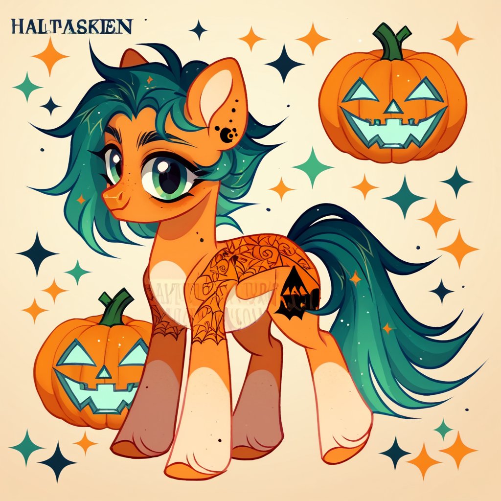 score_8_up, score_9, score_7_up, solo, pony, feral, pumpkin, halloween theme, design, adoptable, concept