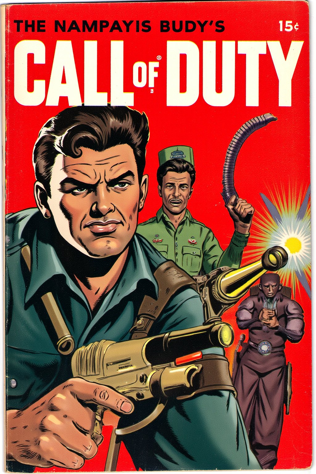 1950s pulp style vintage comic book cover for "Call Of Duty"