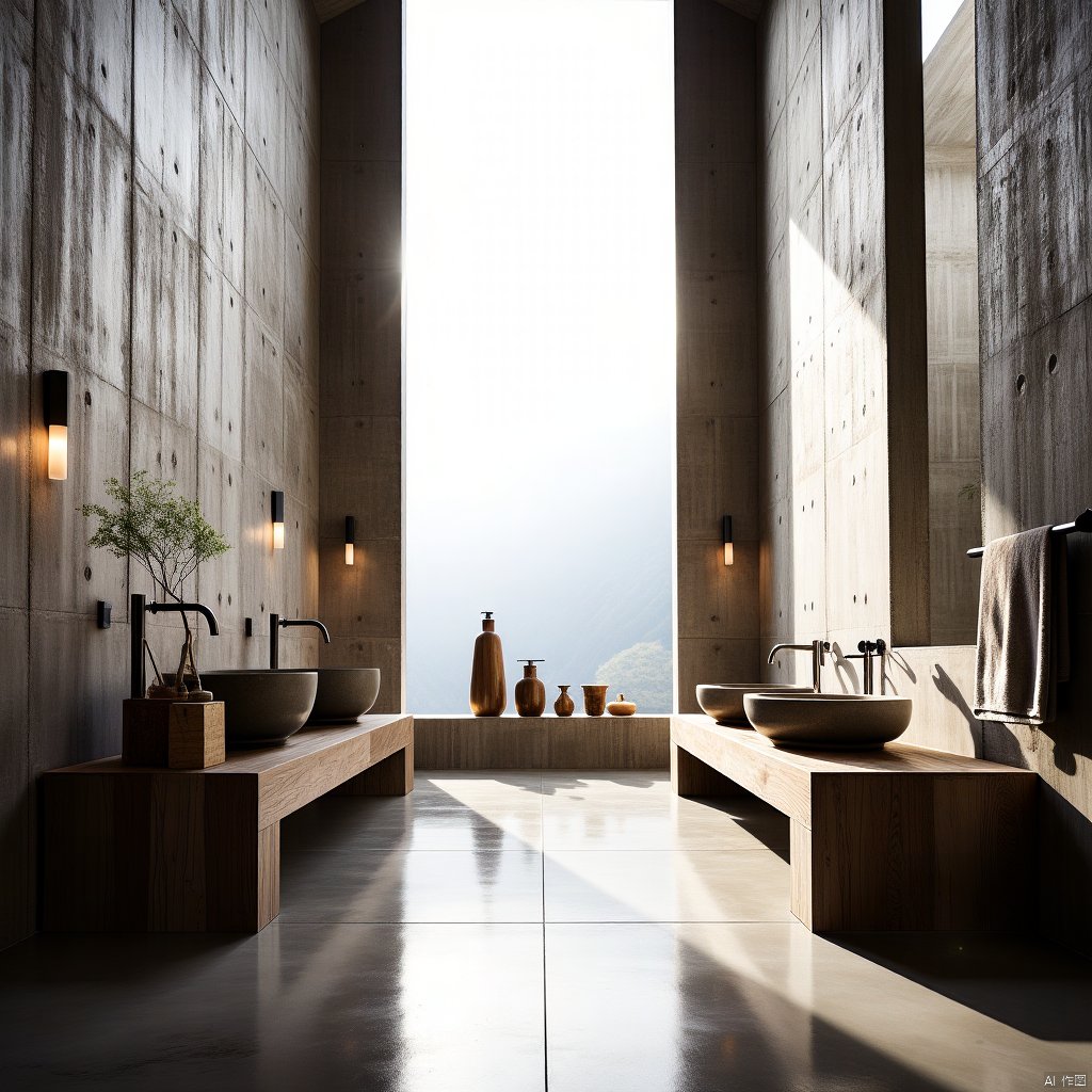 Rest room,Concrete Minimalist Style
,creative design, concept space,
render,technology, (best quality) (masterpiece), (highly in detailed), 4K,Official art, unit 8 k wallpaper, ultra detailed, masterpiece, best quality, extremely detailed,CG,low saturation, Light master, pz,muyushui,fangzi