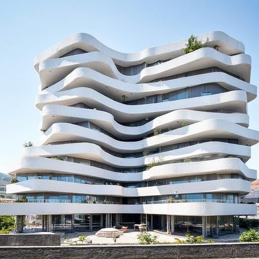 horizontal, Spectacular overlook of a modern building in urbun, modern_design, modern_building, modern_architecture, details, depth of field, long shot, perfect light and shadow, real, photo, relistic, detailed texture,