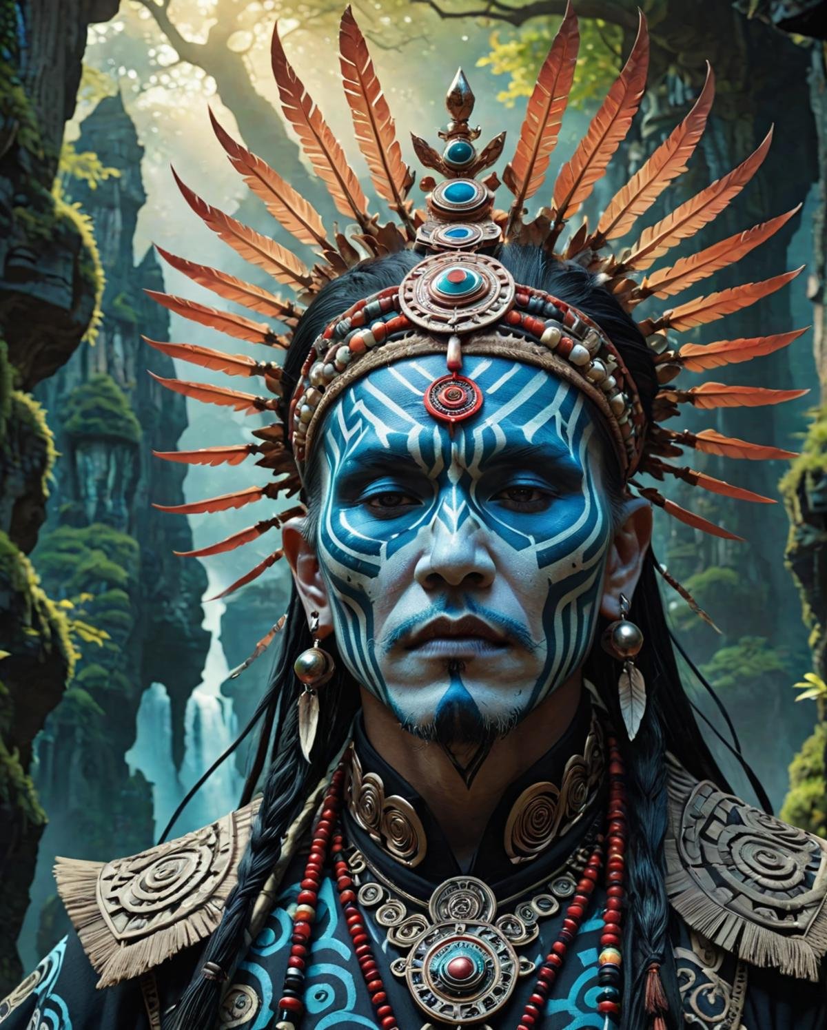 concept art, intricate details, shaman, Dark, Fujicolor, dreamy, gothic, <lora:Shaman.safetensors:0.8> adrr shaman, pure, complex artistic color composition, sunny, gorgeous, dynamic dramatic composition, cinematic perfect intricate stunning fine detail, imposing, professional creative