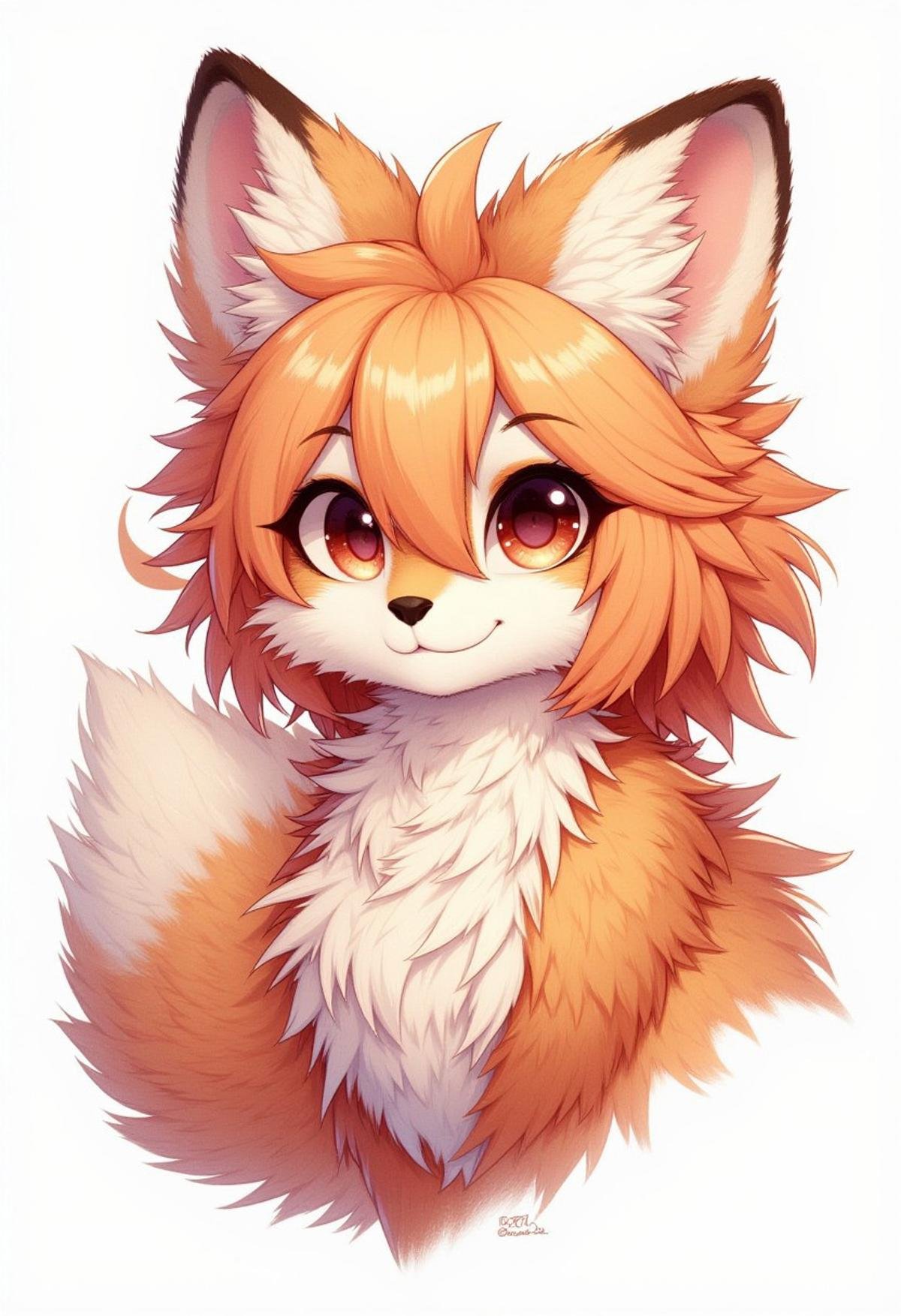 award winning beautiful portrait commission of a female furry anthro red fox fursona with a fluffy tail and a cute beautiful attractive detailed furry face. Character design by charlie bowater, ross tran, artgerm, and makoto shinkai, detailed, inked, western comic book art, Fluxxy, Fluffy, Furry