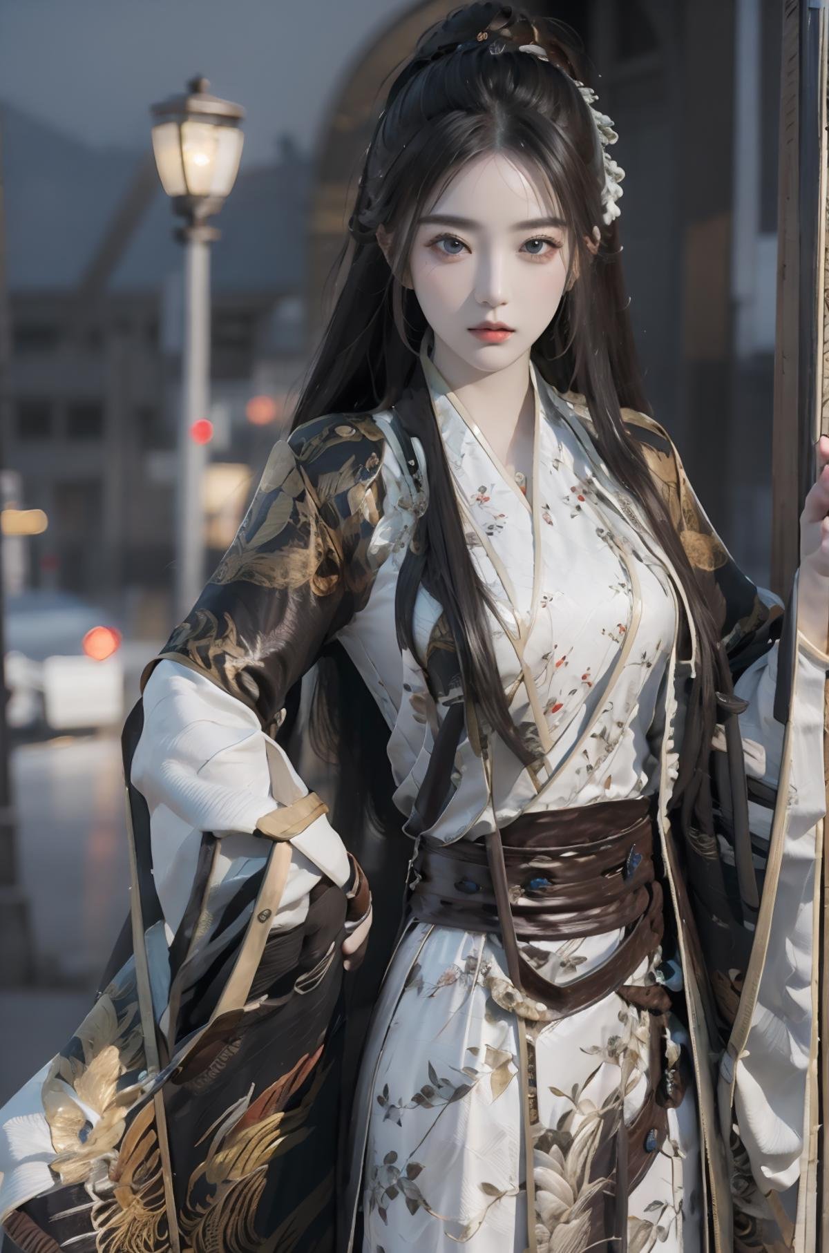 masterpiece,ultra detailed,photorealistic,1 girl,solo,<lora:9mix:0.8>,9mix,<lora:Kungfu outfit:0.7>,kungfu outfit,chinese clothes,night river,