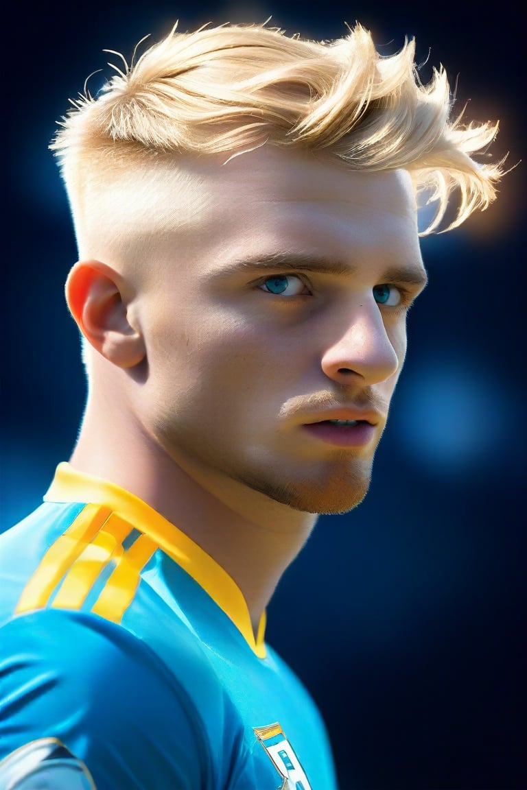 (realistic, masterpiece, high quality, best quality), 1man, English, rugby player,  looking to the side while focused, ((dynamic )), at the party, ((realistic, photo, fix realistic intricate real male head hair skin nose eyes mouth facialhair)), blue eyes, real blond hair , ((highres, uhd(, colorful, depth of field, new, newest),Daniel