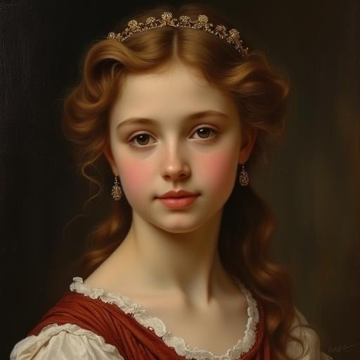 portrait of noble girl, in style of Guillaume Seignac,oil painting