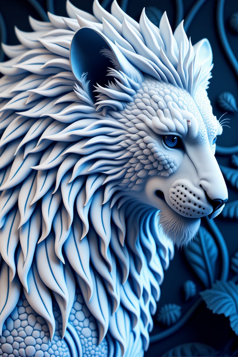 ,xrottx-intrincate-style, fantasy lion animals detail,color white and blue,award winnig photography,intricate details,8k,xrottx-intrincate-style,xrottx-intrincate-style,photo realistic lion intricate 