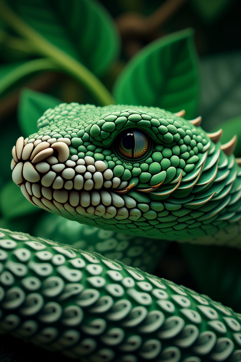 ,xrottx-intrincate-style,Intricate fantasy animal snake detail, award winnig photography, intricate details, 8k, colors cian and white ,Intricate ,Add more detail,green theme,perfect light