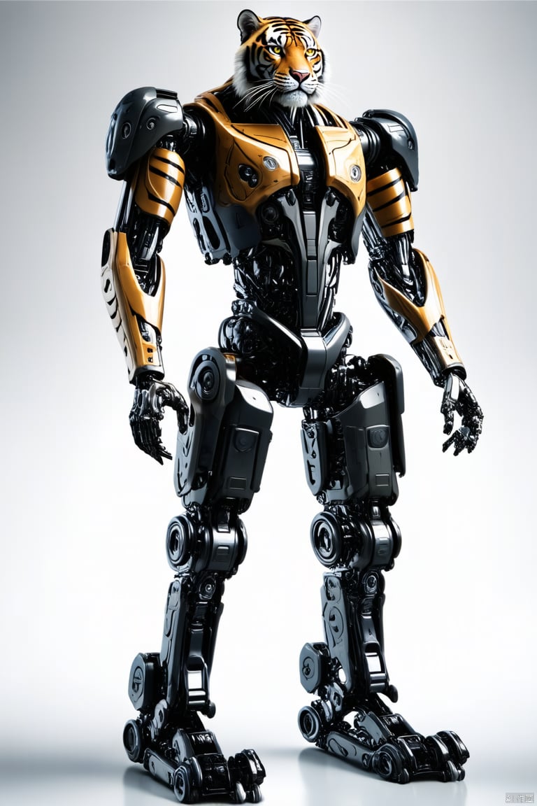 tigermanx terminator, mechanical, tiger head, science fiction, tall and mighty, half body,