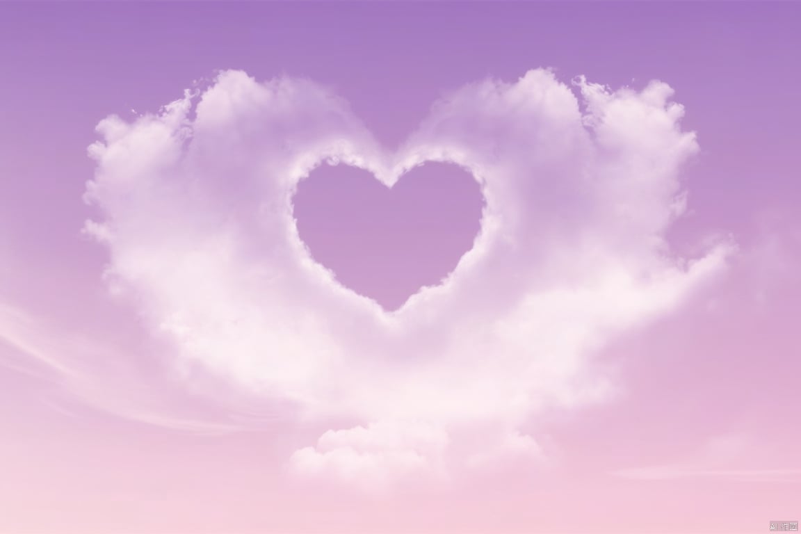 love sky
Purple gradient sky, filled with white clouds, creating a heart-shaped blank space