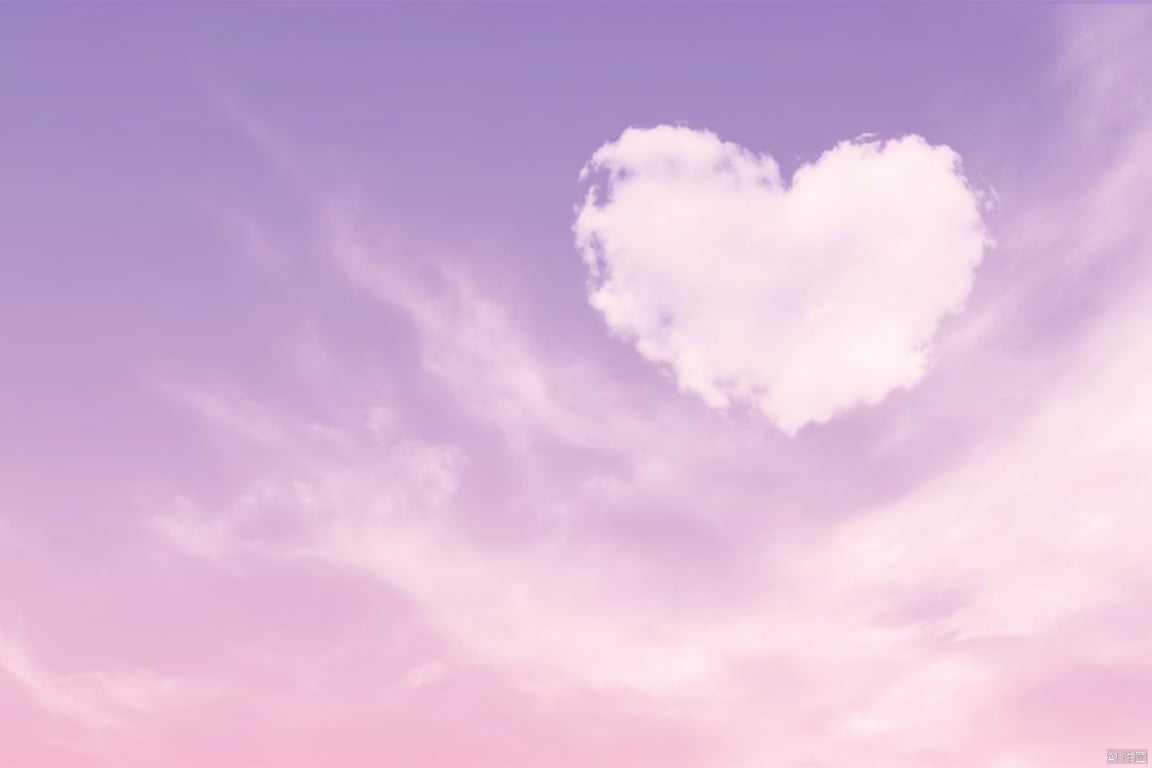 love sky
Purple gradient sky, filled with white clouds, creating a heart-shaped blank space