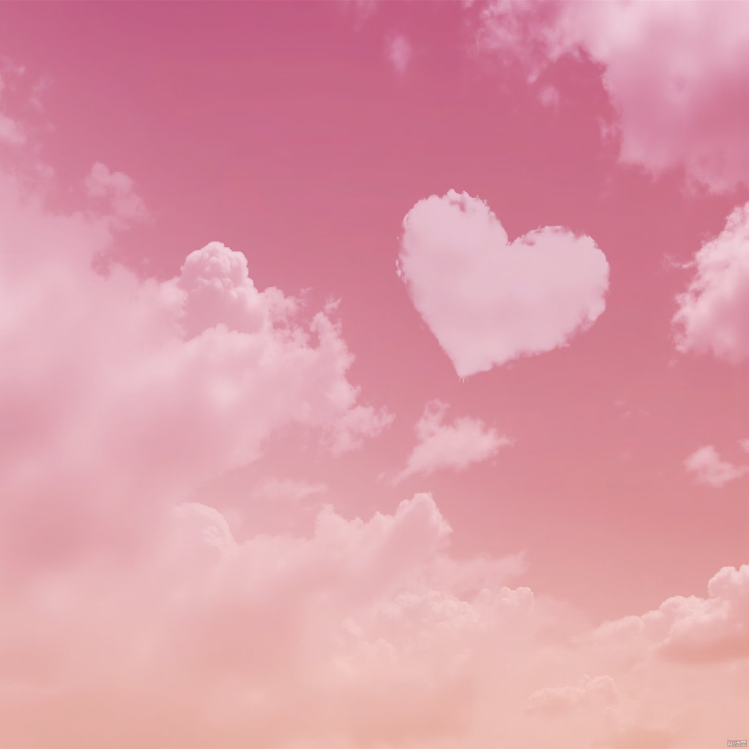 ove sky
a heart-shaped shadow can be seen against a backdrop of a pink sky filled with fluffy white clouds. The heart is positioned in the center of the frame
creating a stark contrast against the pink sky.
