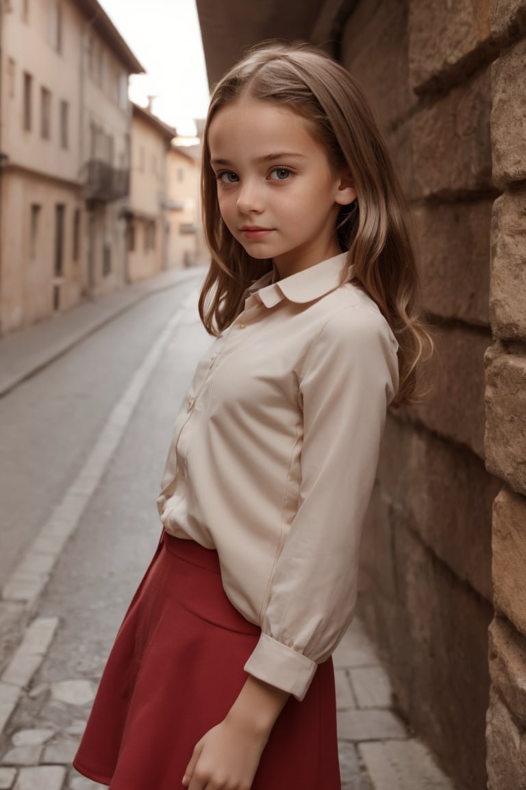 (beautiful face, 8K, HDR, HD.Masterpiece, Hyperrealistic)A tween girl with well-formed body, 11yo, italian, outside.,photorealistic,photography