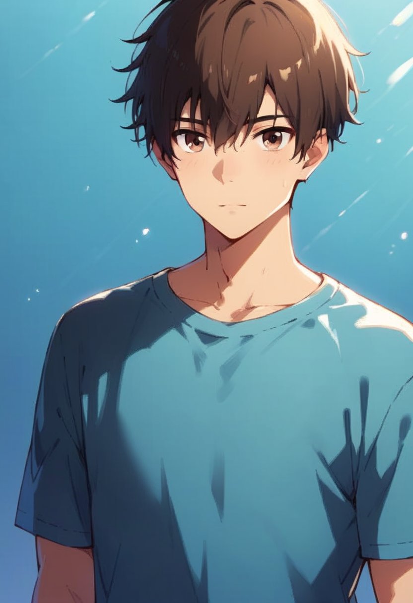 score_9, score_8_up, score_7_up, source_anime, semi-realistic, looking at viewer, upper body, 1 boy, solo, male focus, brown hair, brown eyes, short hair