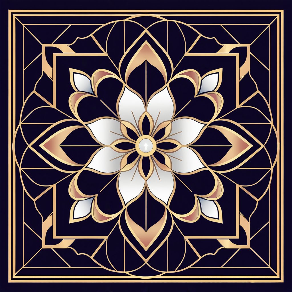 An elegant SVG illustration of an Art Deco-inspired design, symmetrical patterns, and luxurious motifs. Background with a sleek, dark tone. Gold accents, geometric shapes, precise line art, intricate details, classic art deco style, smooth gradients, polished finish.