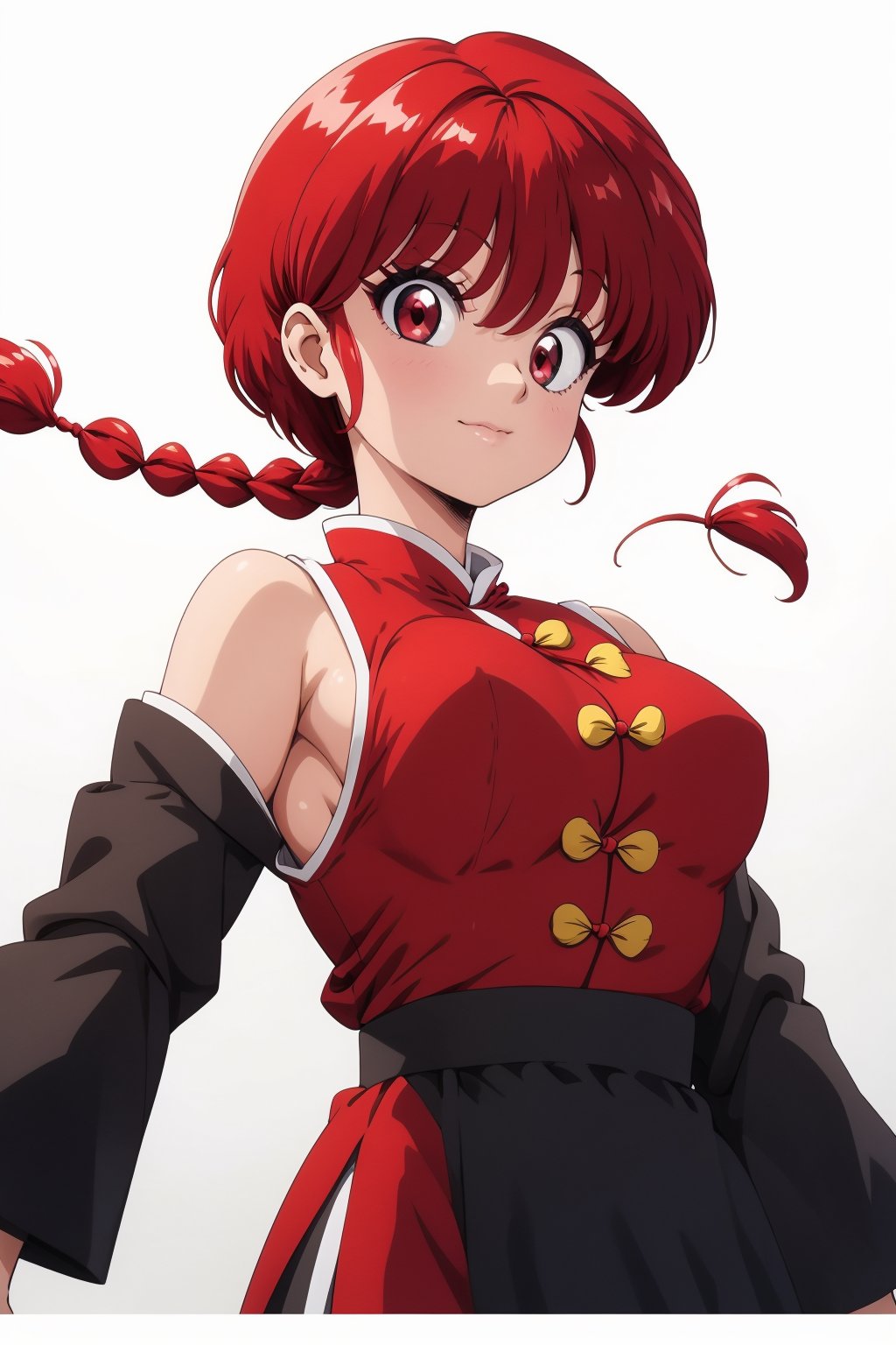 Ranma-chan, red hair,single braid,red eyes, big eyes