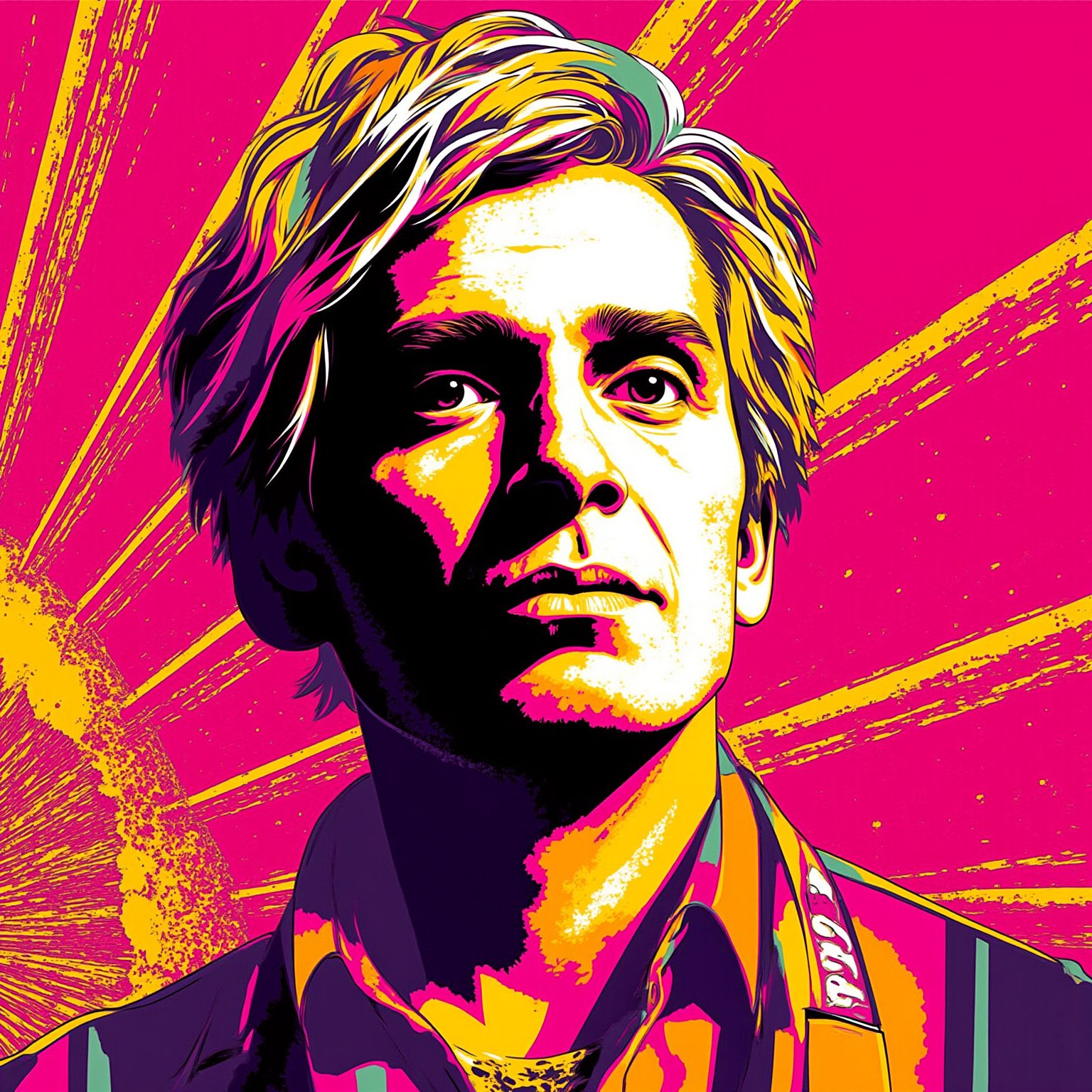 Stunning Vector digital art in the style of pop art, I am always going be a old man hippie,  high contrast, Flat-Popji