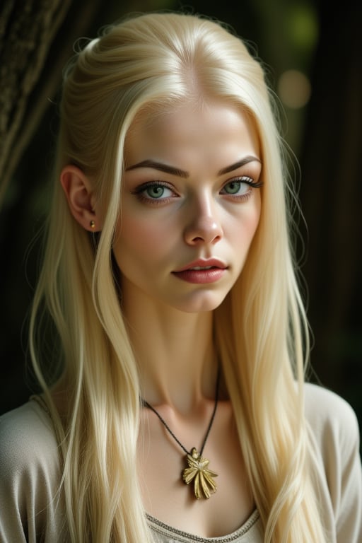 In her youth, Galadriel is described as willful, rebellious, free-spirited, and proud. In her later years, she is described as wise and gentle. She is also very intelligent and perceptive. 
Appearance: Galadriel is the tallest of all Elven-women, standing at nearly 6' 4" (1.9 m). She has shimmering golden hair with strands of silver, which is said to have caught the light of the two trees on Valinor. 