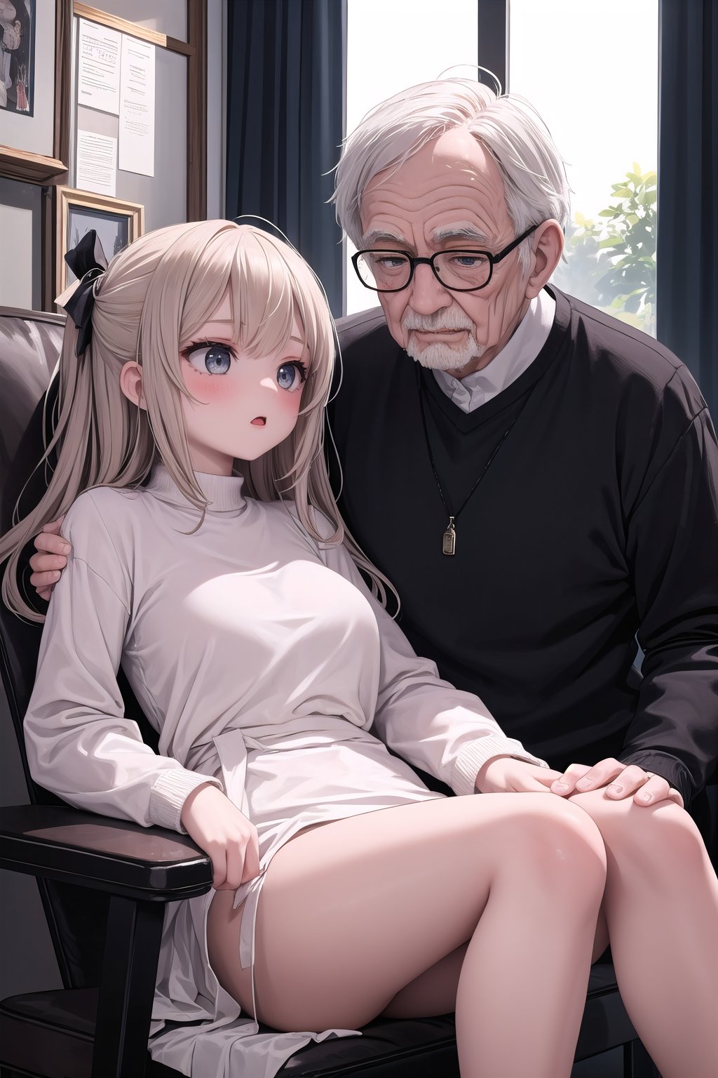 (masterpiece), 1girl and old man