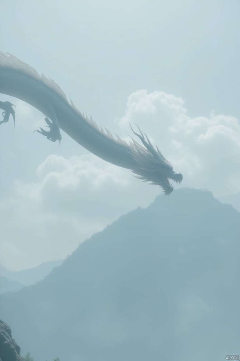 loong
a dragon is soaring through the air
its head turned towards the left side of the frame. Its mouth is open
revealing its sharp teeth. The dragon's head is adorned with white feathers
adding a touch of contrast to the scene. The backdrop is a misty
foggy landscape
with a large mountain range in the distance. The sky is a pale blue
dotted with fluffy white clouds.
Spurt fire
sharp claws
（swimming posture：1.05）