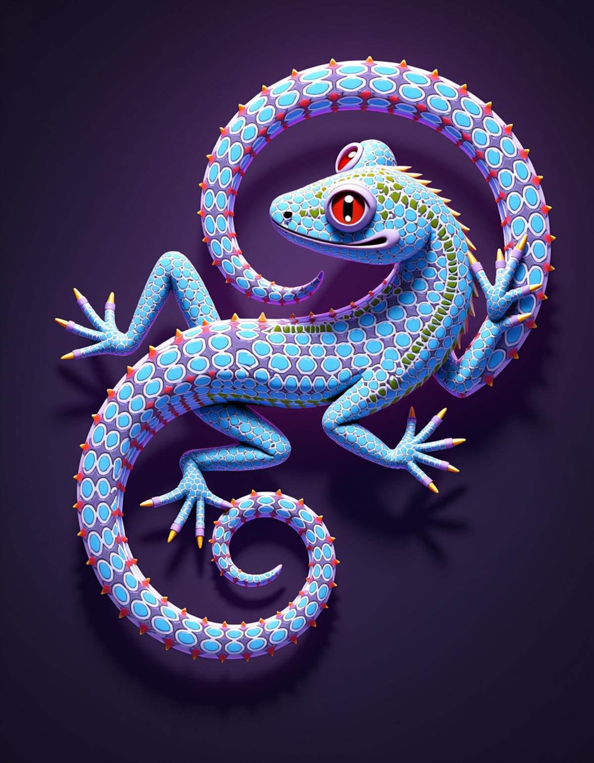 Made of adrr-zllj, "ZELLIJ FLUX"  (TEXT LOGO:1.4) 3d, mobile game art, Gecko<lora:Zellij_Flux:0.8>