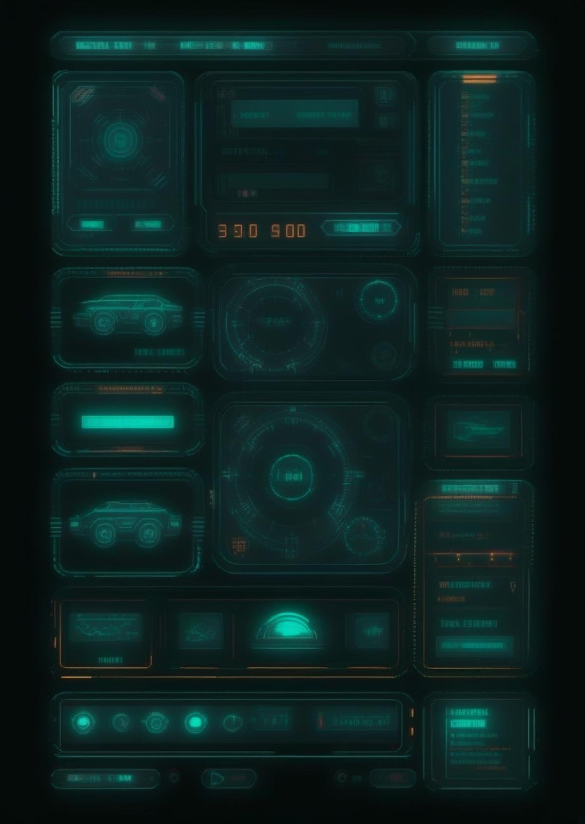 user interface of a futuristic vehicle cyberpunk style, 90's sci-fi style<lora:cyberui_sdxl:1.0>