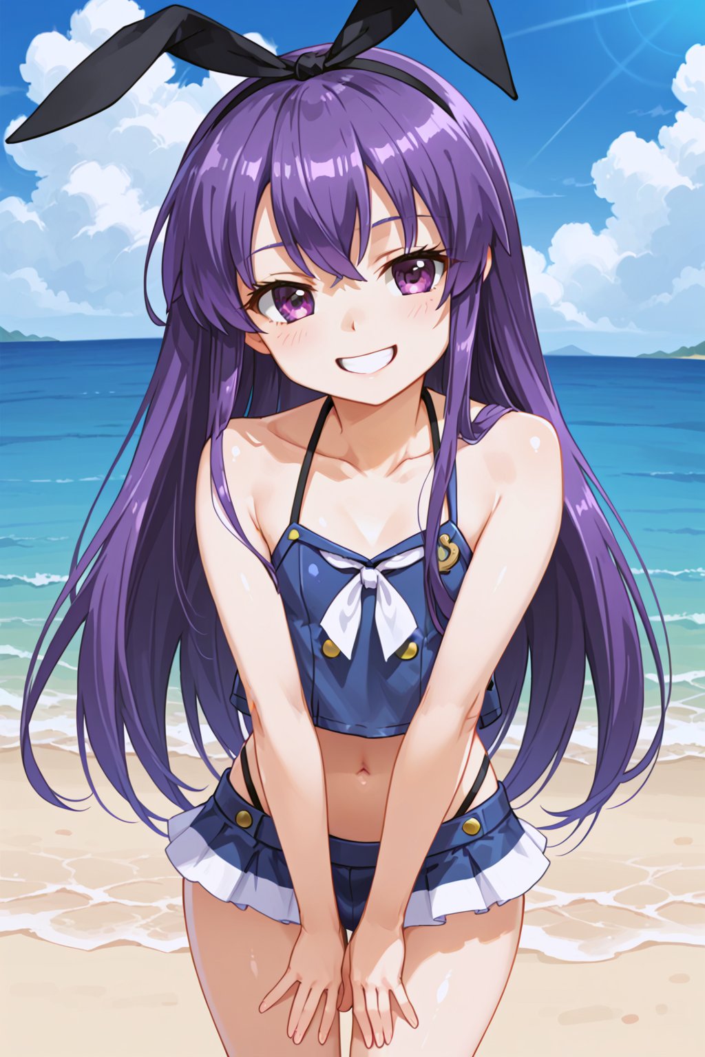 score_9, score_8_up, score_7_up, score_6_up, score_5_up, score_4_up,
1girl,  furuderika_pony, purple hair, flat_chest, shiny skin
,
1girl, solo, shimakaze outfit, expose, seaside, smile, dynamic angle
,//LoRA
anime_screencap, beautiful_female_fingers, (correct number of fingers, 4_fingers+1_thumb), (perfect hands), perfect anatomy, furuderika_pony