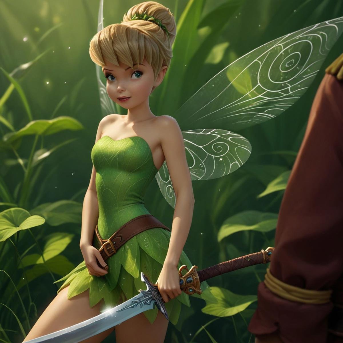 score_9, score_8_up, score_7_up, score_6_up, score_5_up, score_4_up, Tinkerbell, fairy, fairy wings, holding a pirate sword,