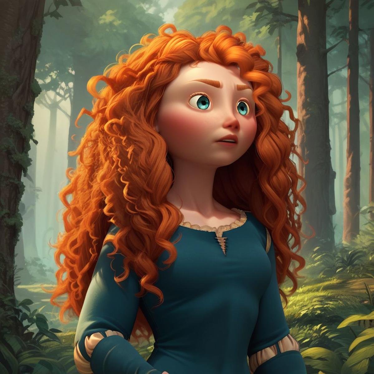 score_9, score_8_up, score_7_up, score_6_up, score_5_up, score_4_up, 1girl, Merida, in a forest,