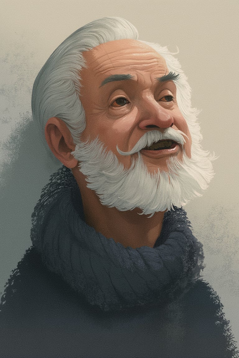 flat_art of old man portrait