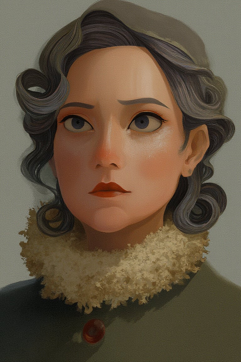 flat_art of old woman portrait